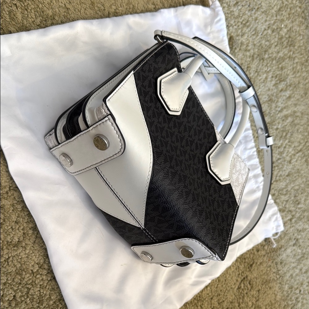 Michael Kors Black and White Mini Bag with Silver Hardware - Picture 4 of 4